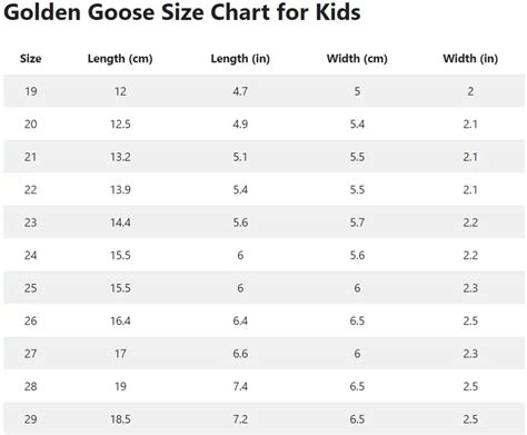 golden goose kids size chart.